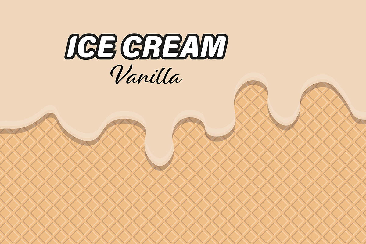 Vektor - Schriftzug Icecream Vanilla mit Waffelhintergrund