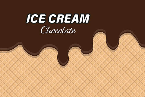Vektor - Schriftzug Icecream Chocolate mit Waffelhintergrund